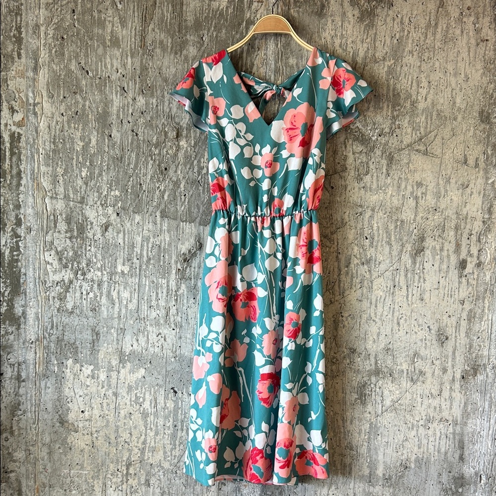 ADRIANNA PAPELL Women's Floral Cap Sleeved Midi Dress Size 2 - Picture 3 of 7